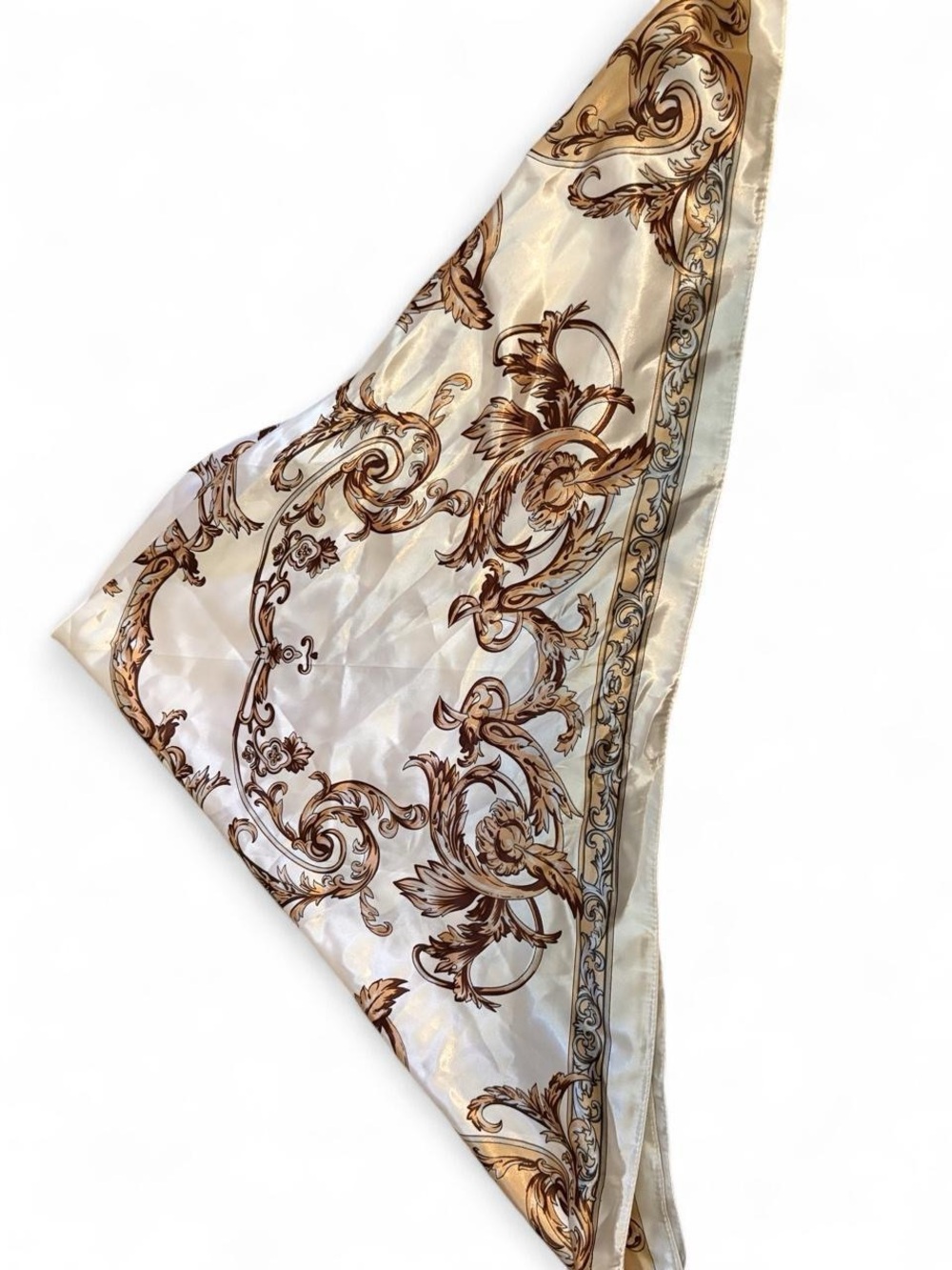Elegant Baroque Print Decorative Scarf - Cream and Gold